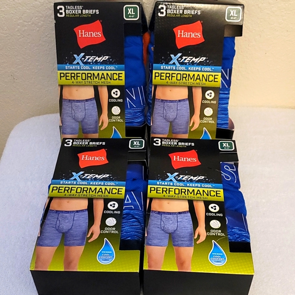 Hanes XTemp Performance boxer briefs XL bundle blue and orange